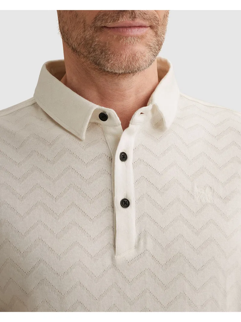 Short sleeve r-neck jacquard jerse, Cloud Dancer