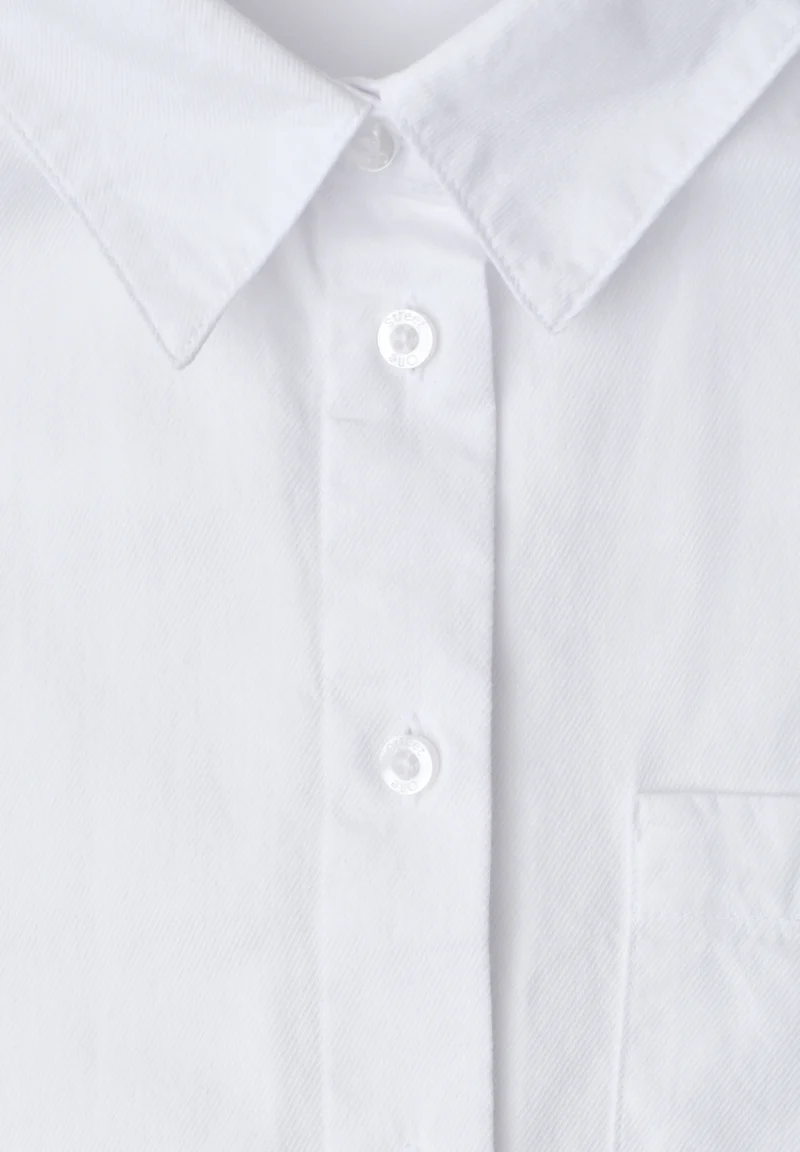 QR Cotton shirtcollar blouse w, White