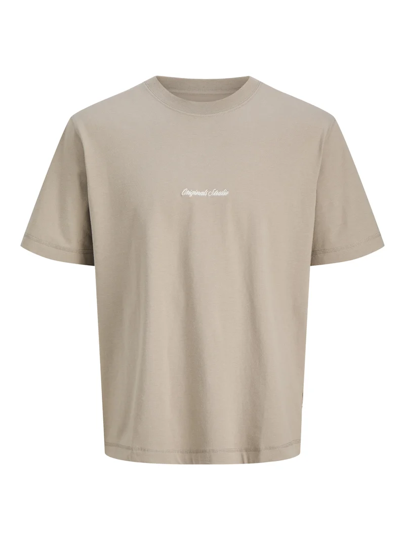 JORNORREBRO EMB TEE SS CREW NECK NO, Vintage Khaki