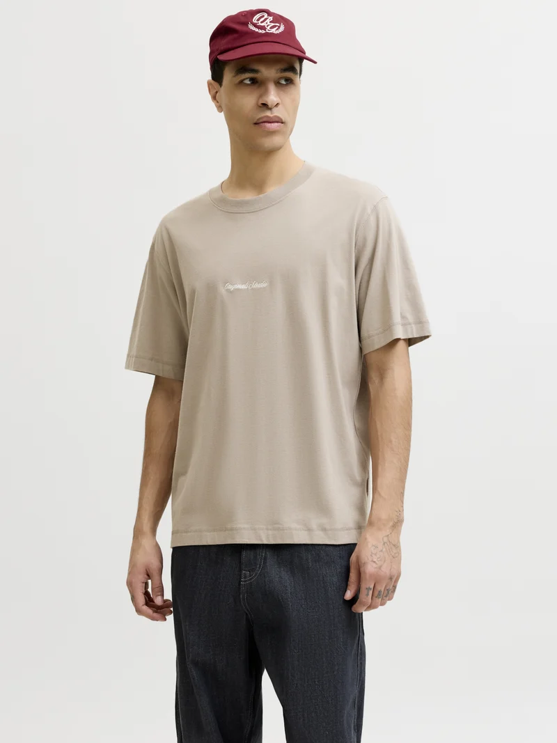 JORNORREBRO EMB TEE SS CREW NECK NO, Vintage Khaki