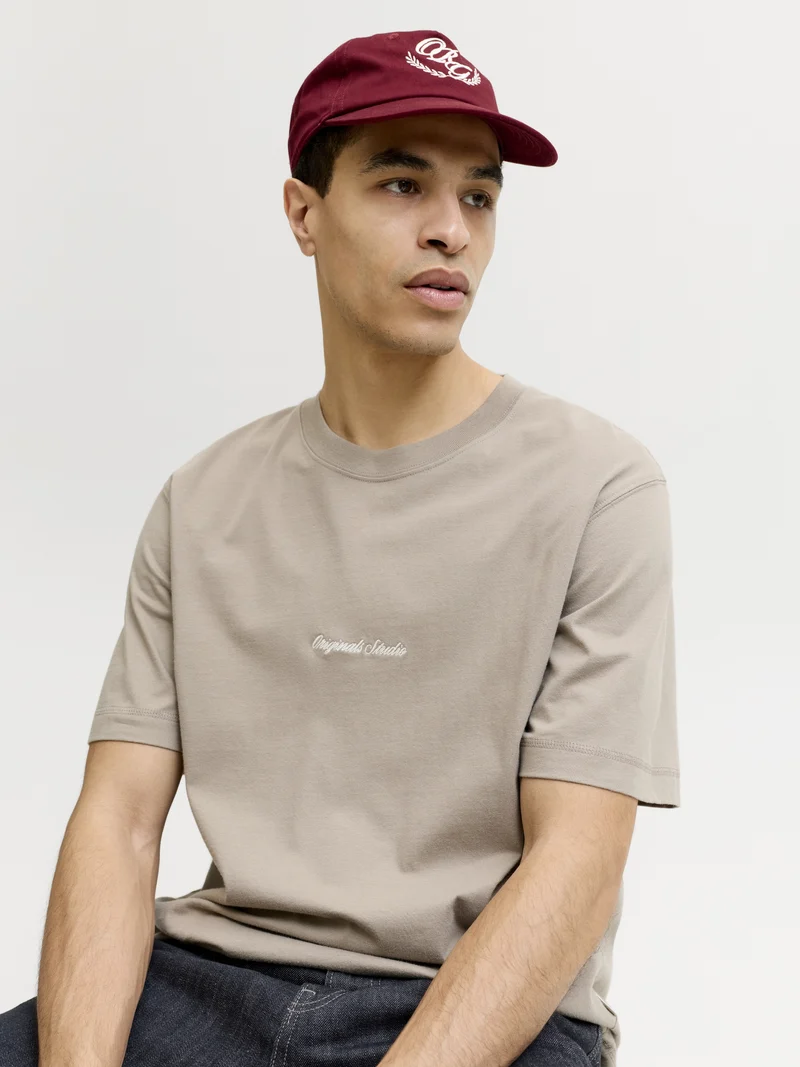 JORNORREBRO EMB TEE SS CREW NECK NO, Vintage Khaki