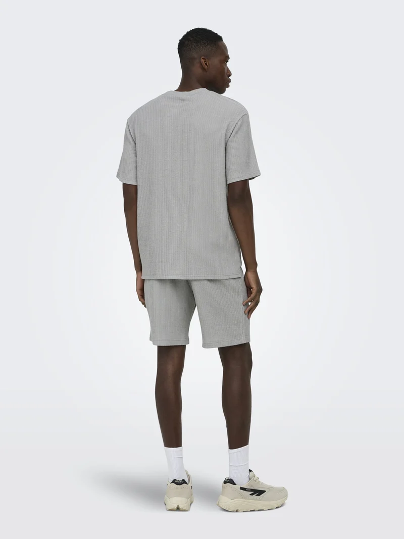 ONSLAZIO LIFE REG SS PLISSE TEE, Ultimate Grey