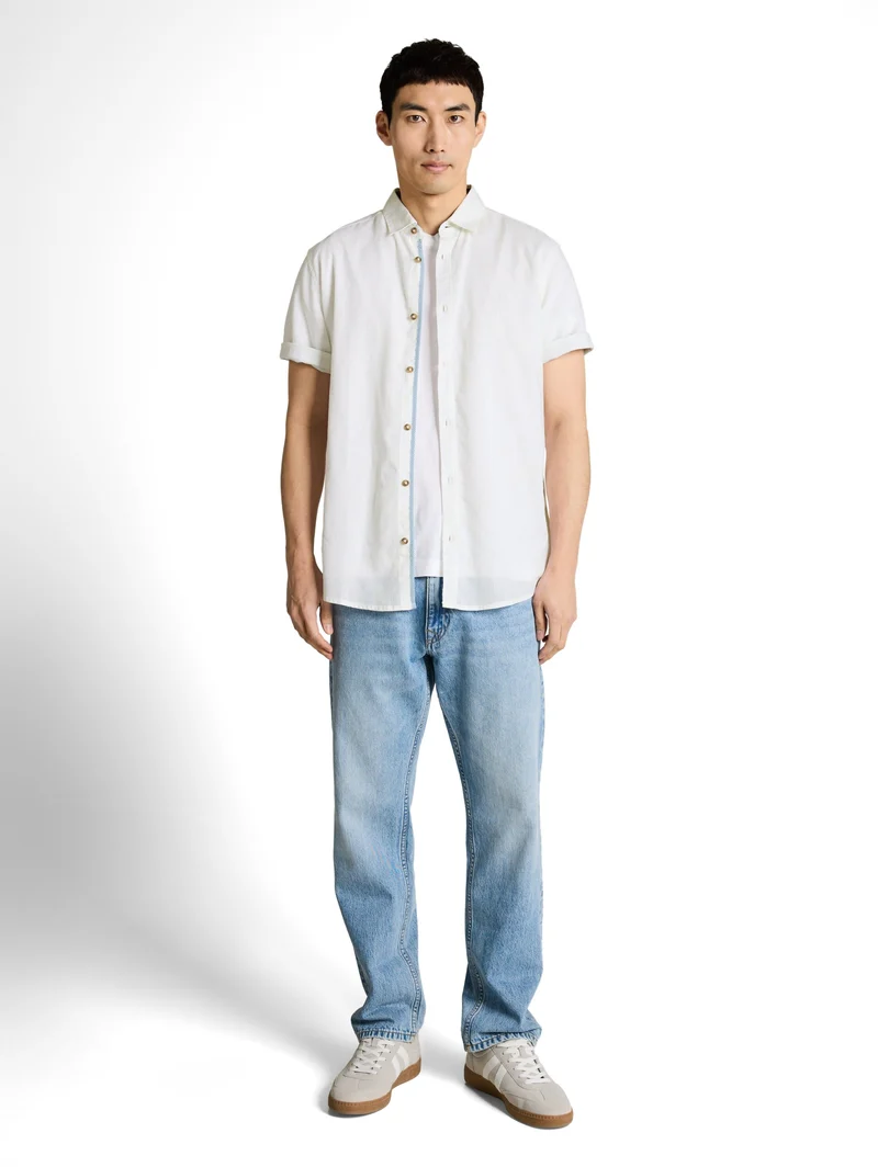 cotton linen shirt, White
