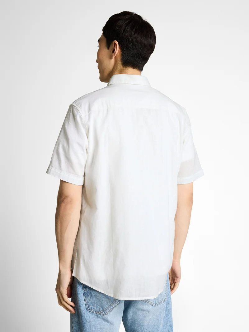 cotton linen shirt, White