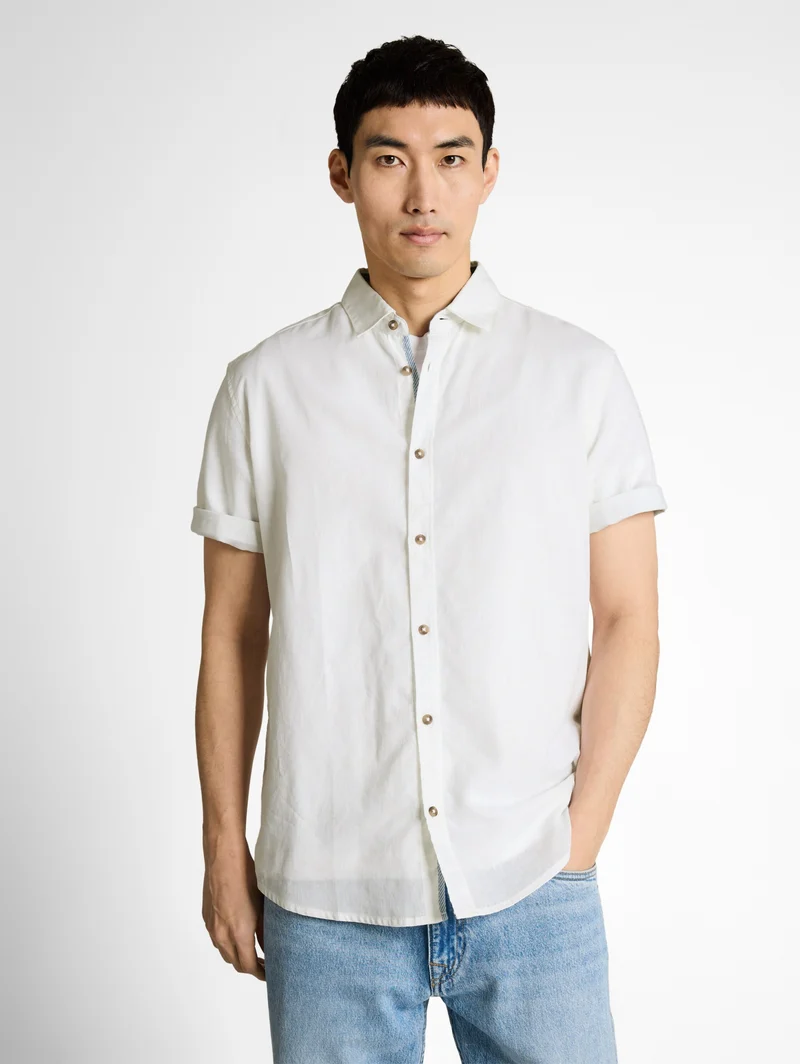 cotton linen shirt, White