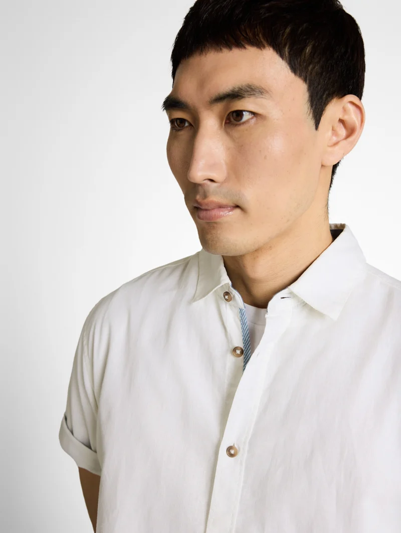cotton linen shirt, White