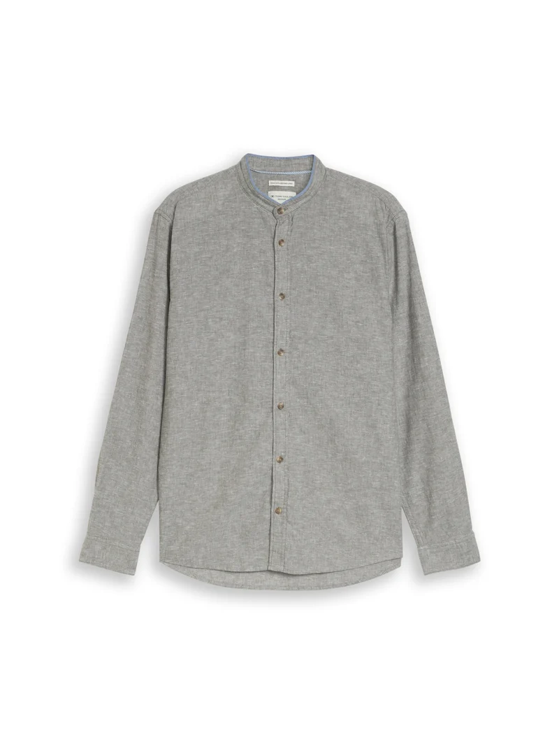cotton linen shirt, faded leaf green chambray