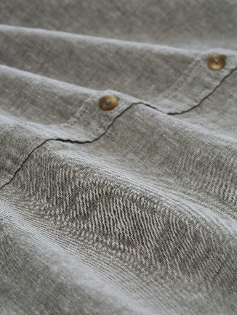 cotton linen shirt, faded leaf green chambray