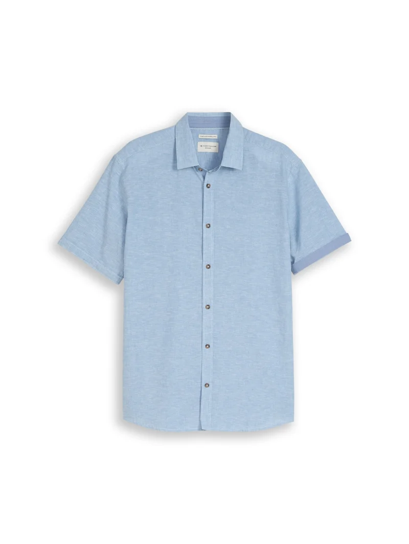 cotton linen shirt, bleeched blue chambray