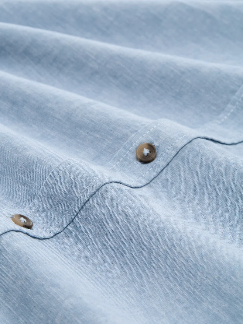 cotton linen shirt, bleeched blue chambray