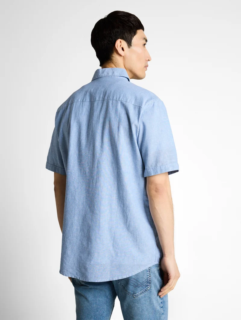 cotton linen shirt, bleeched blue chambray