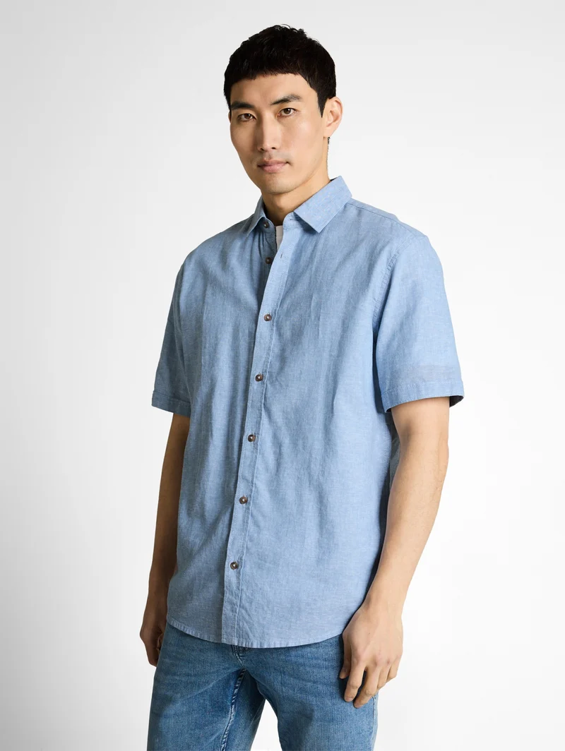 cotton linen shirt, bleeched blue chambray