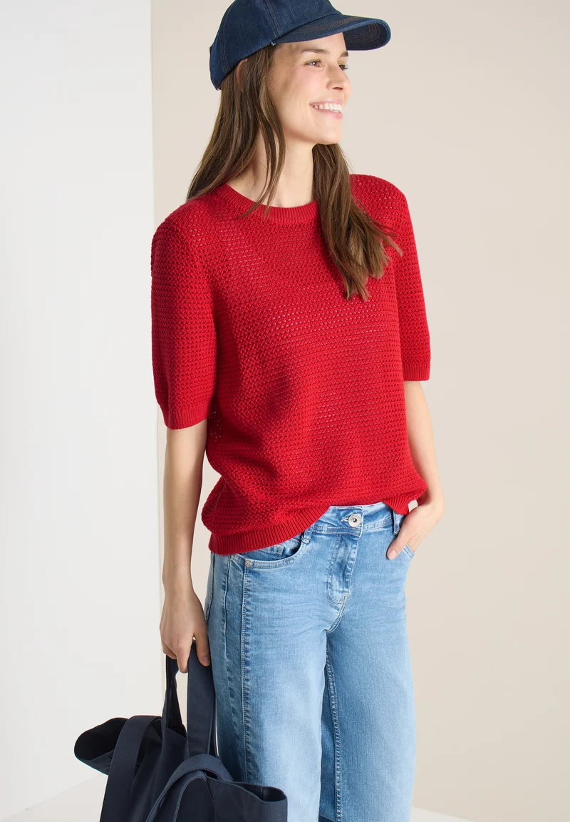 Structured Roundneck, glazed apple red
