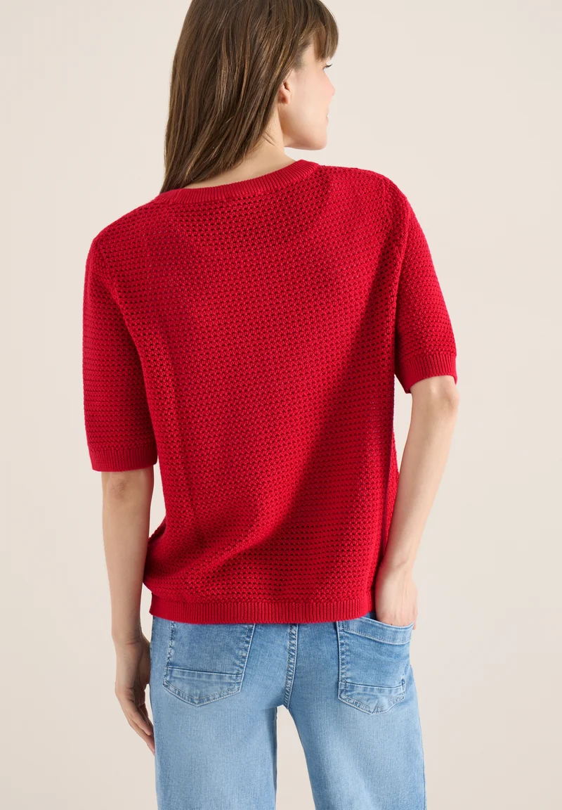 Structured Roundneck, glazed apple red