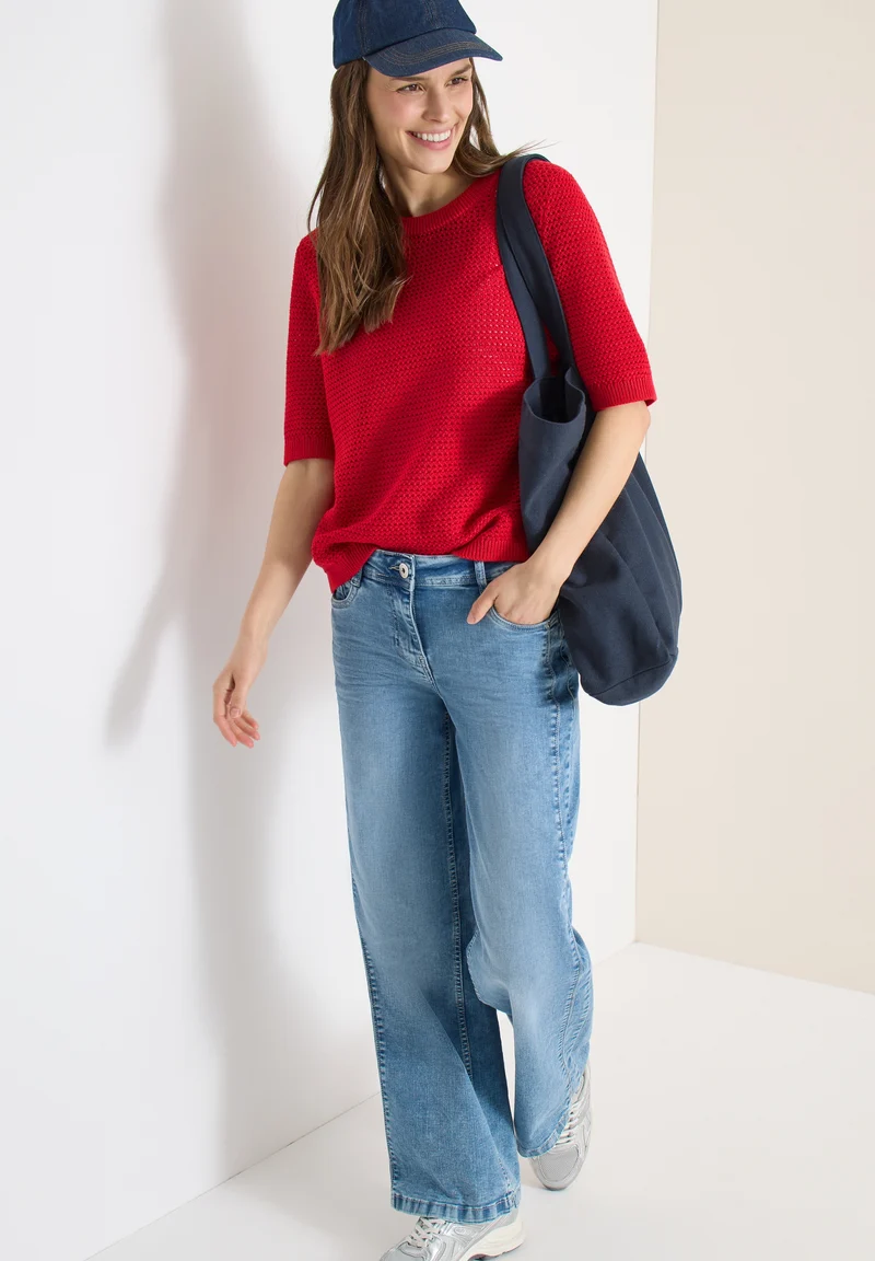 Structured Roundneck, glazed apple red
