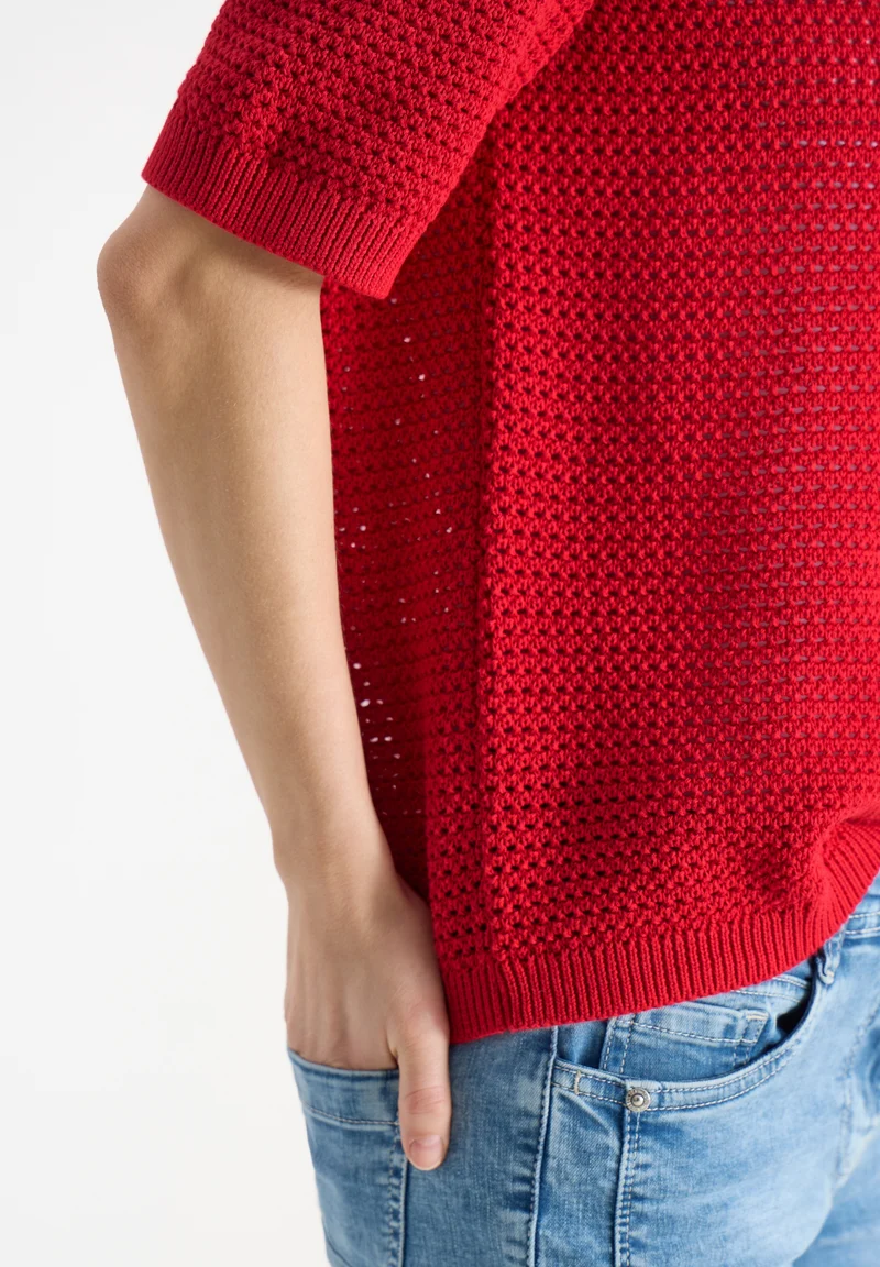 Structured Roundneck, glazed apple red
