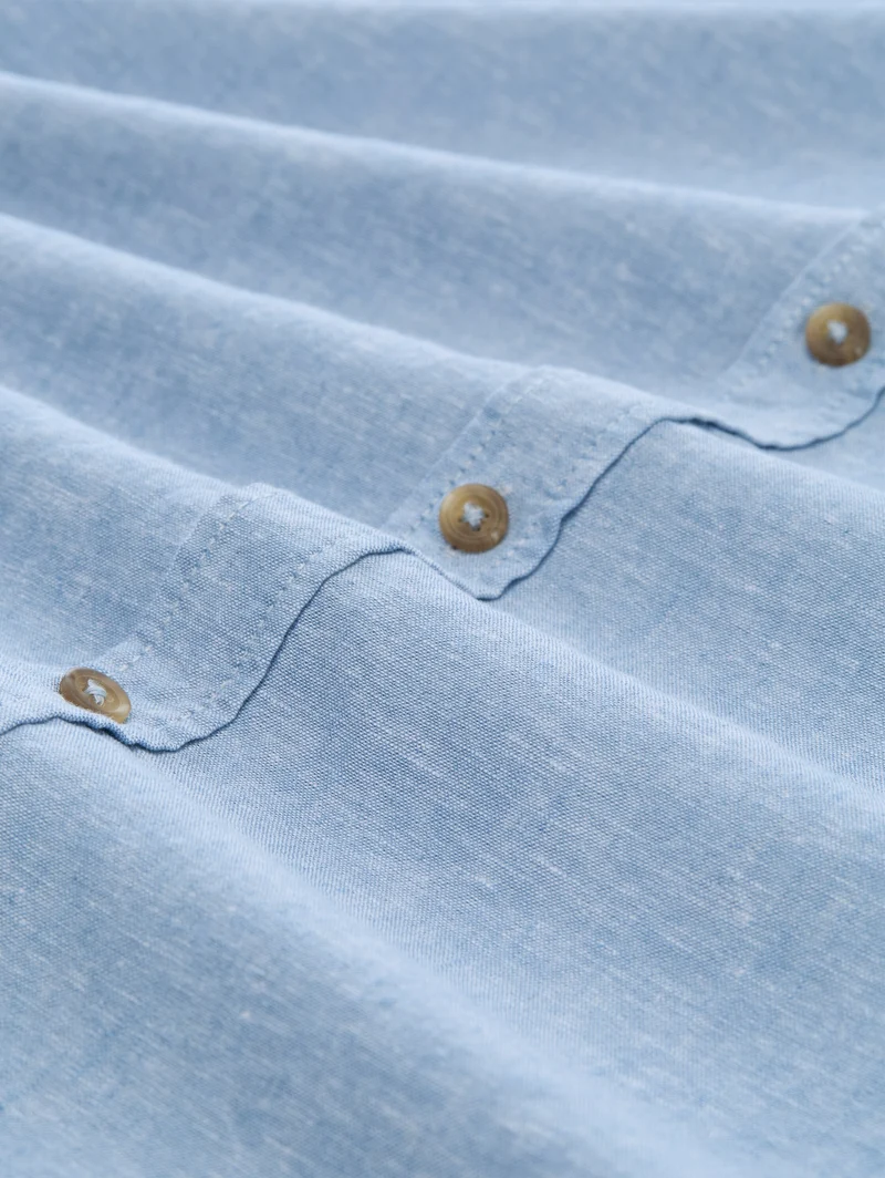 cotton linen shirt, bleeched blue chambray