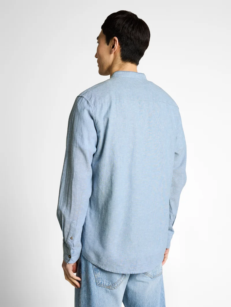 cotton linen shirt, bleeched blue chambray