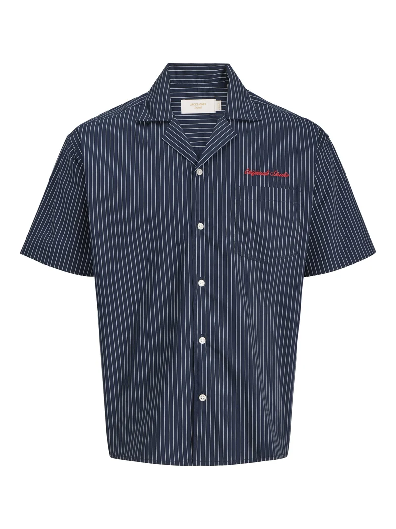 JORMENTON POPLIN STRIPE RESORT SHIR, Sky Captain