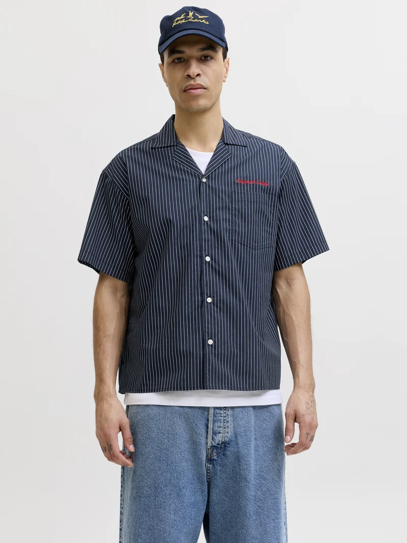 JORMENTON POPLIN STRIPE RESORT SHIR, Sky Captain