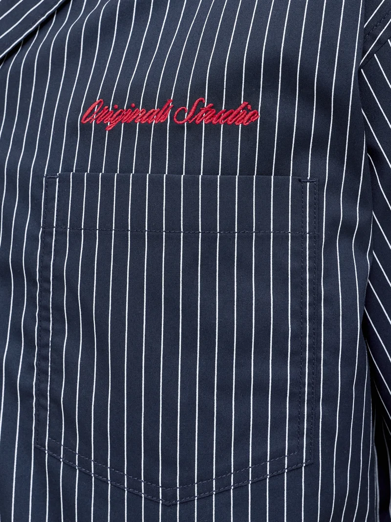 JORMENTON POPLIN STRIPE RESORT SHIR, Sky Captain
