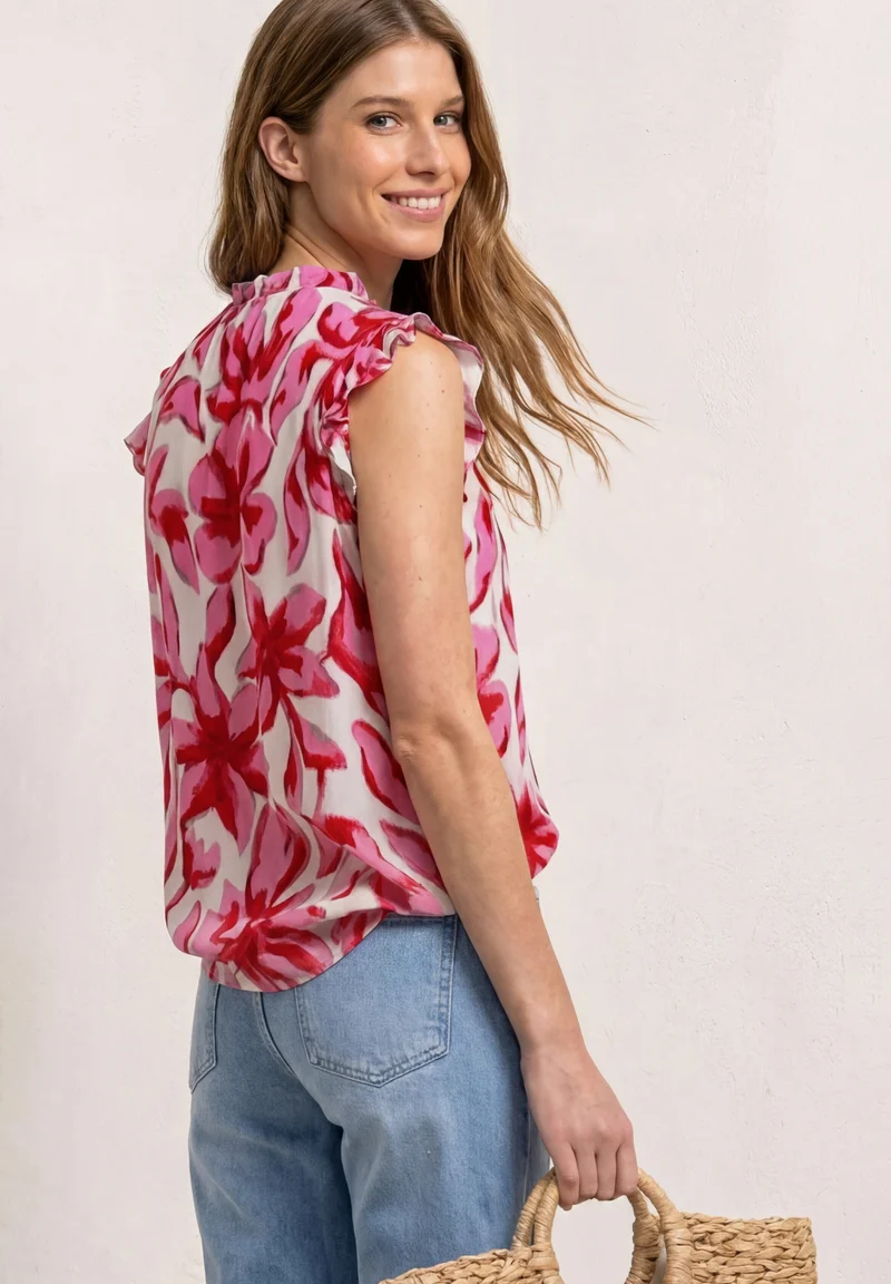 LTD QR buttoned blouse top w f, off white