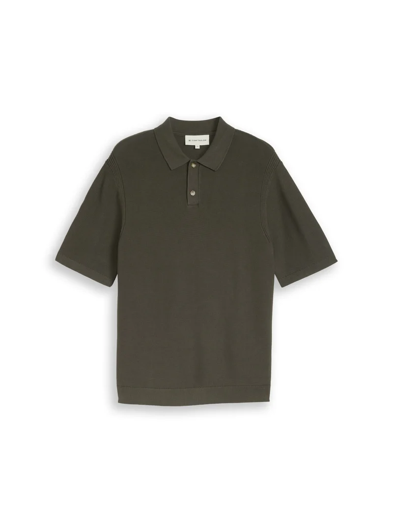 knit basic polo, deep leaf green
