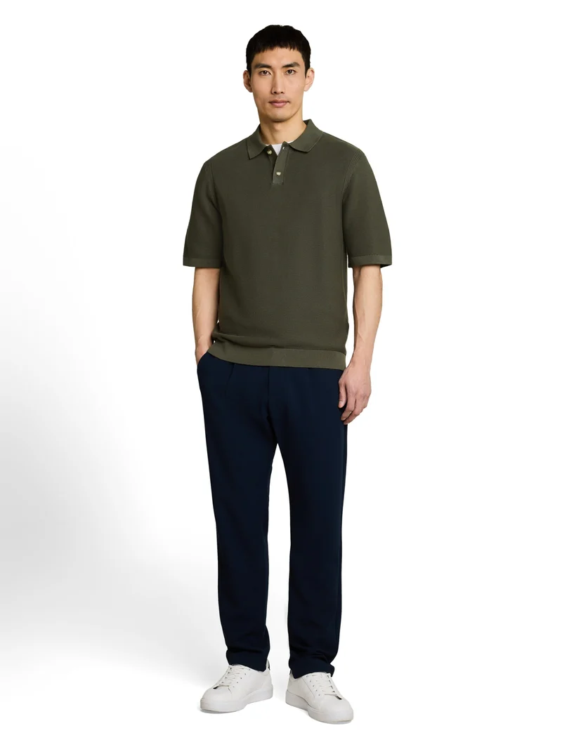 knit basic polo, deep leaf green