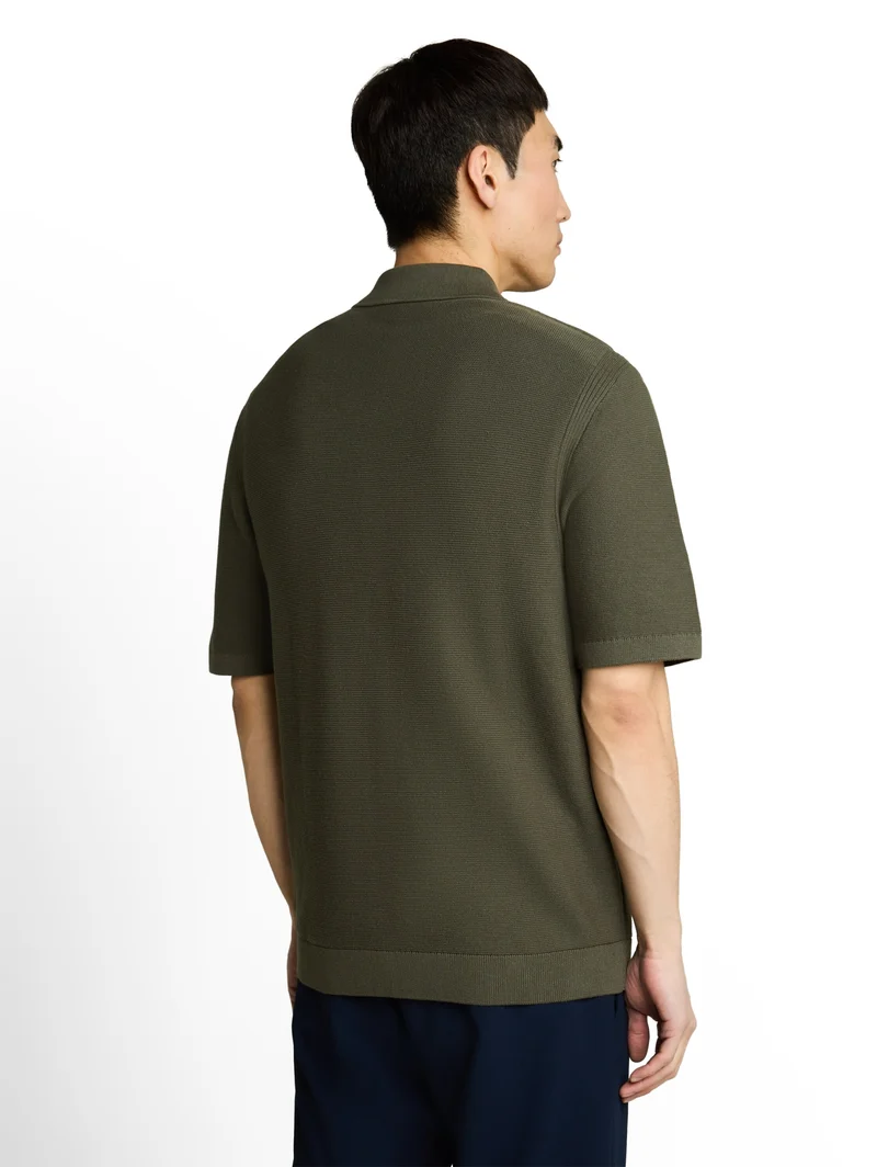 knit basic polo, deep leaf green