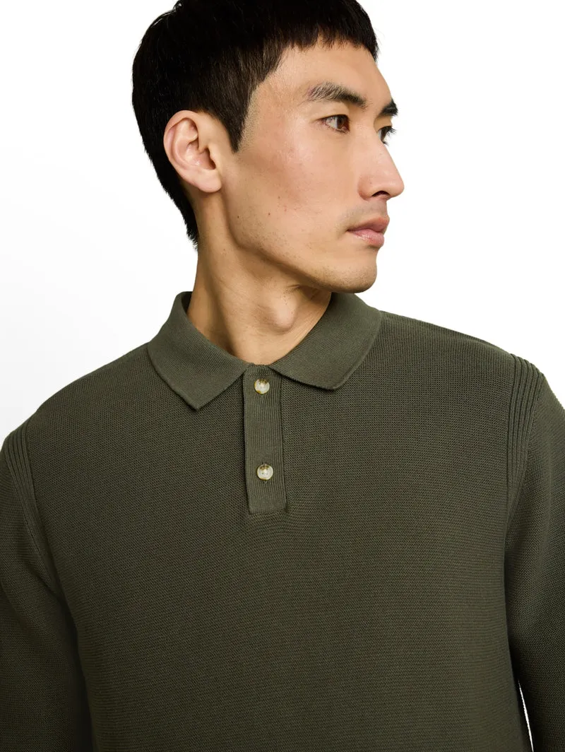 knit basic polo, deep leaf green