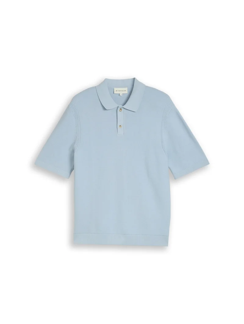 knit basic polo, light blue grey