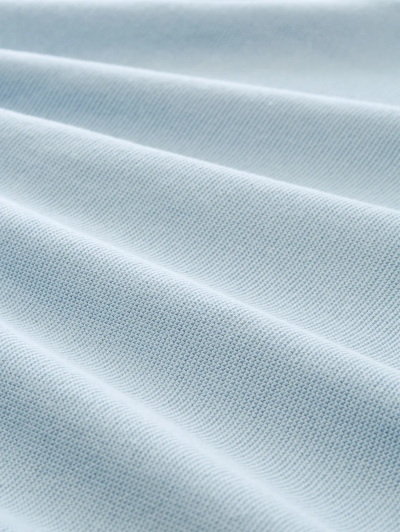 knit basic polo, light blue grey