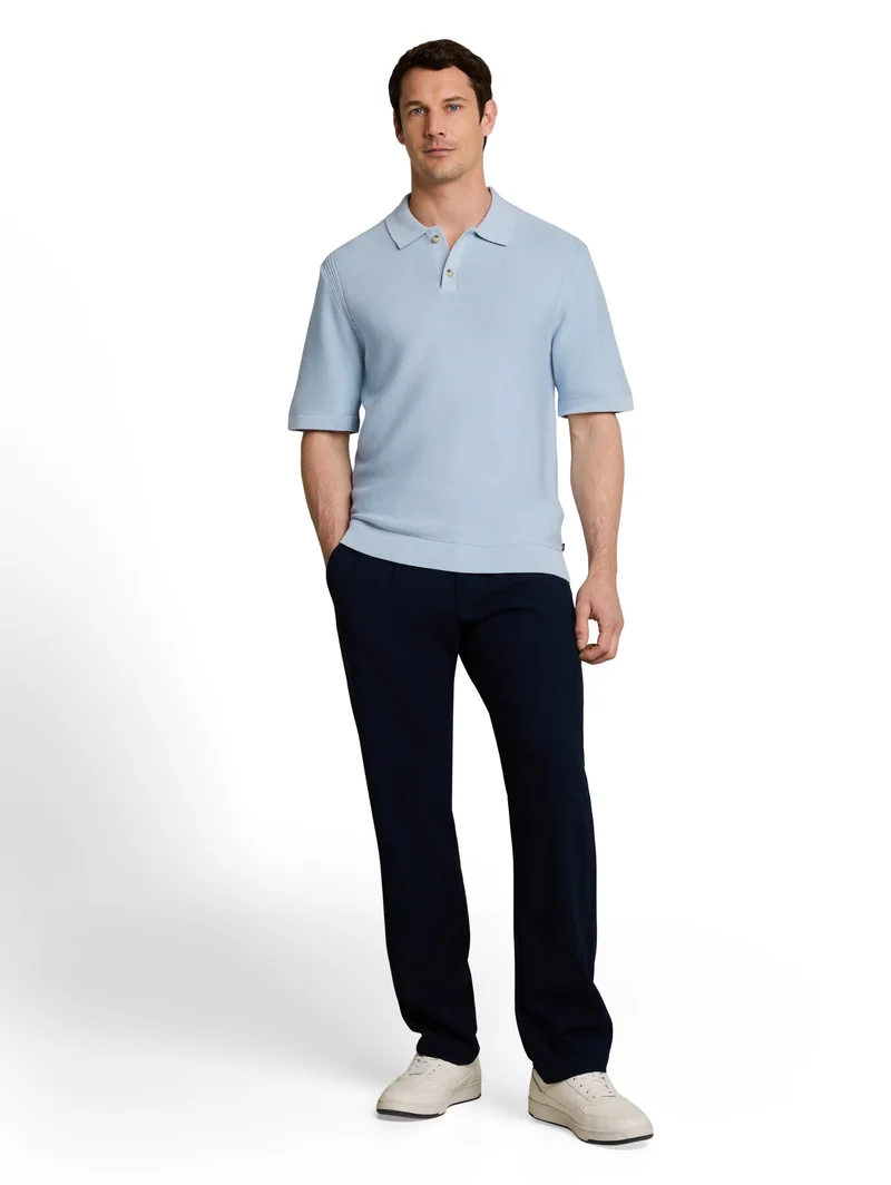 knit basic polo, light blue grey