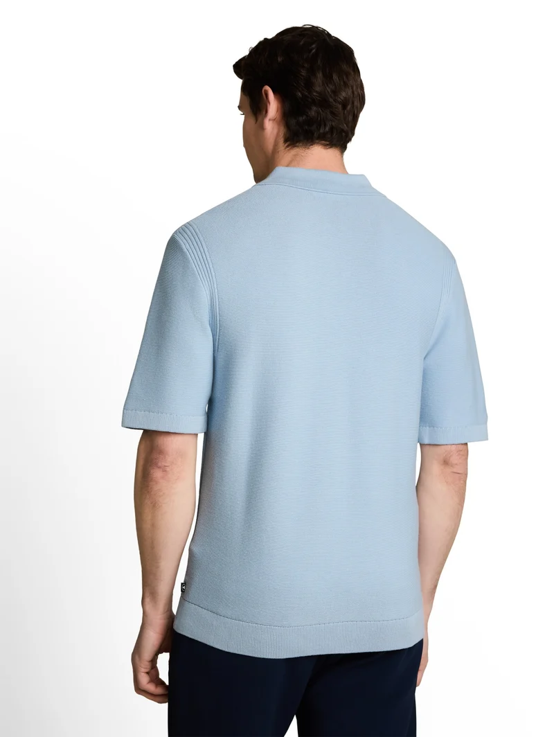 knit basic polo, light blue grey