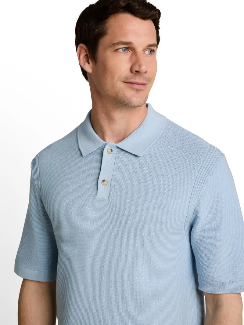 knit basic polo, light blue grey