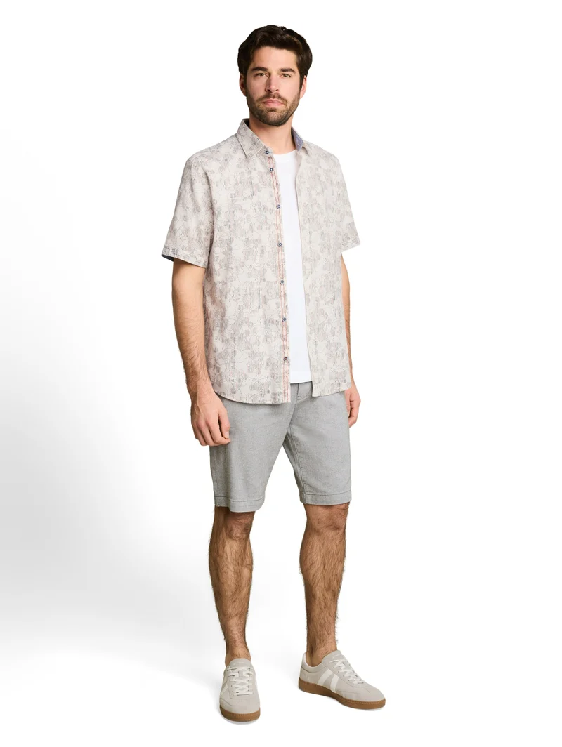 printed slubyarn shirt, off white irregular design