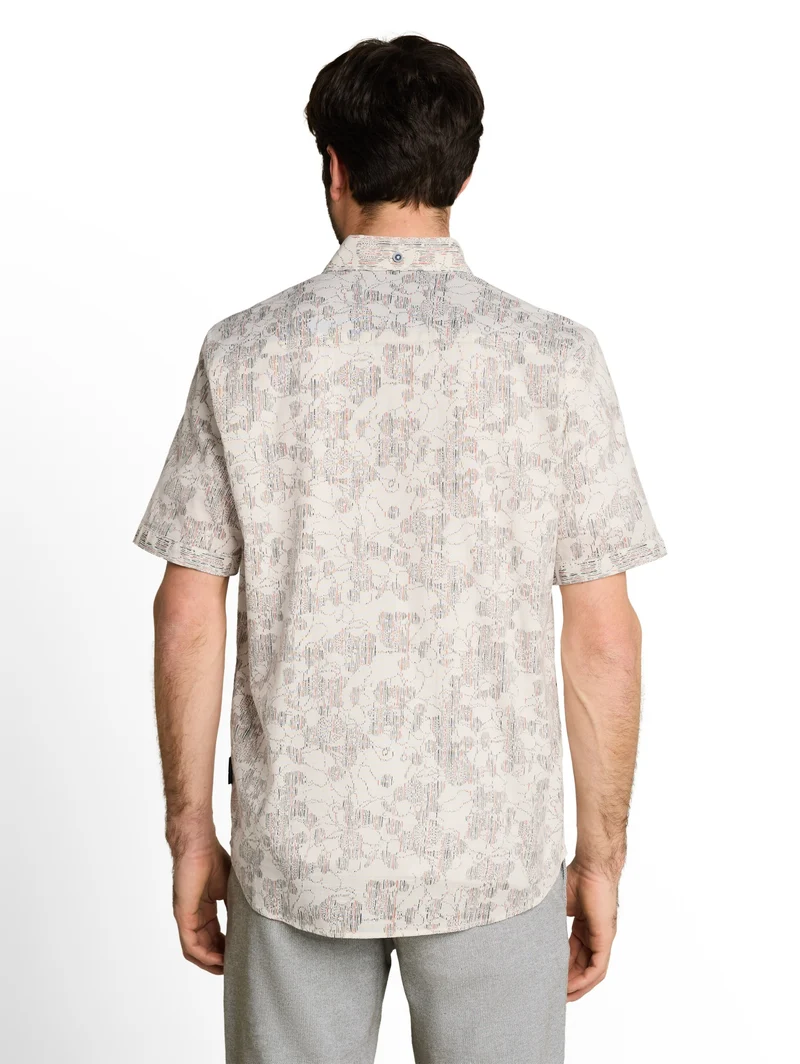 printed slubyarn shirt, off white irregular design