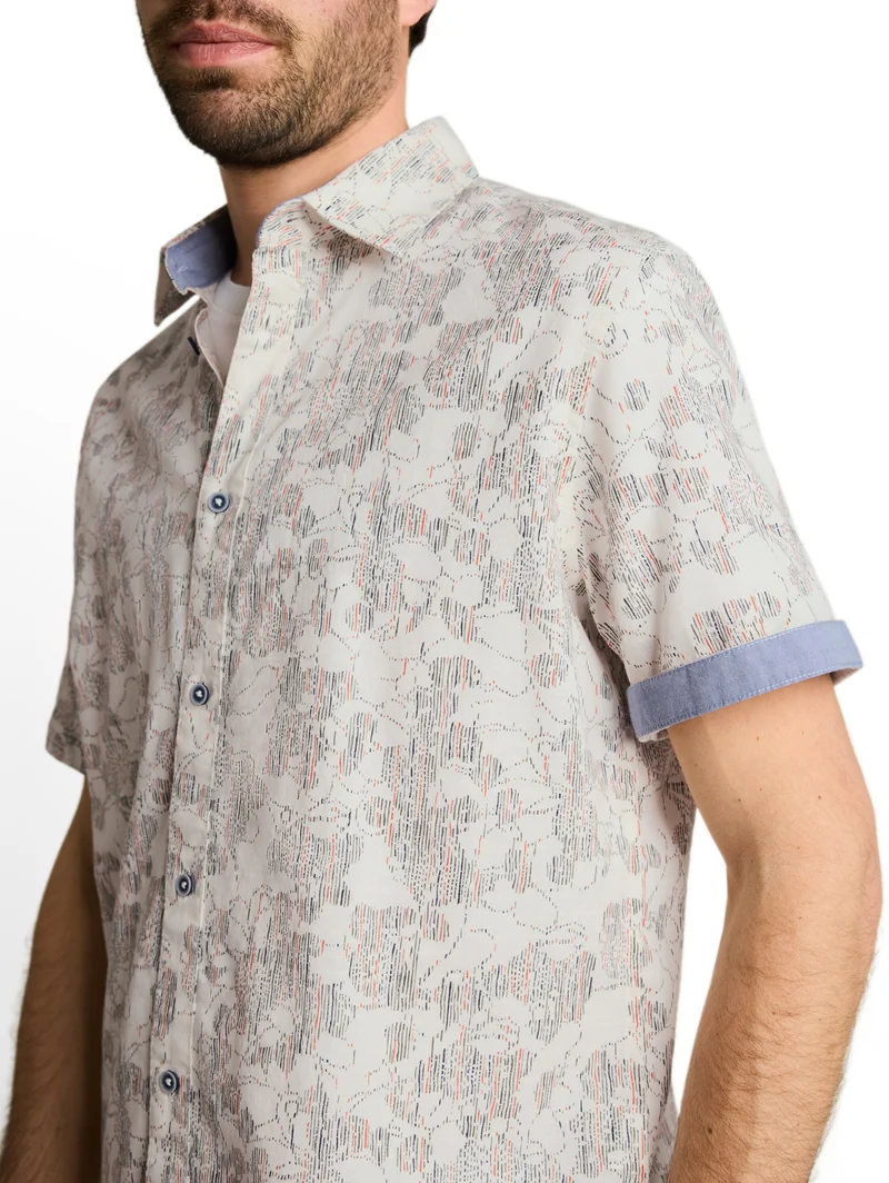 printed slubyarn shirt, off white irregular design