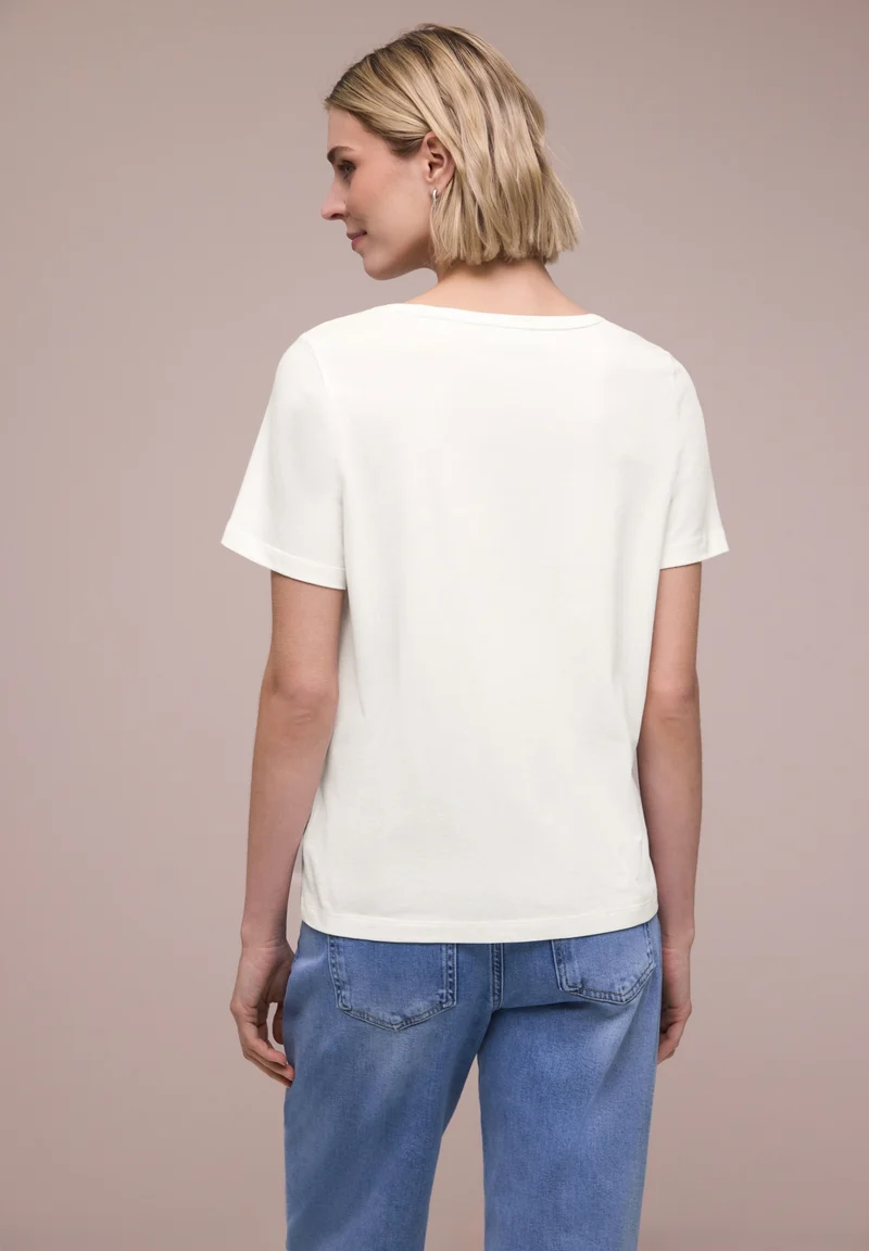 lady partprint shirt, off white