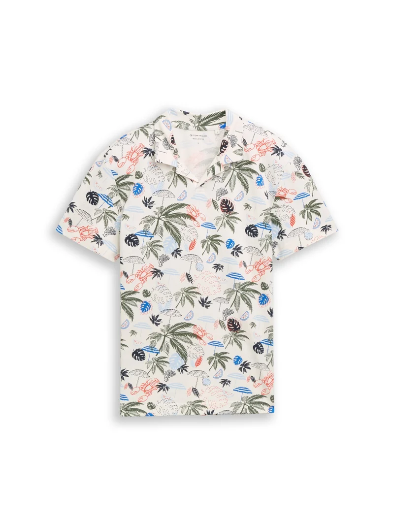 allover printed polo, off white beach design