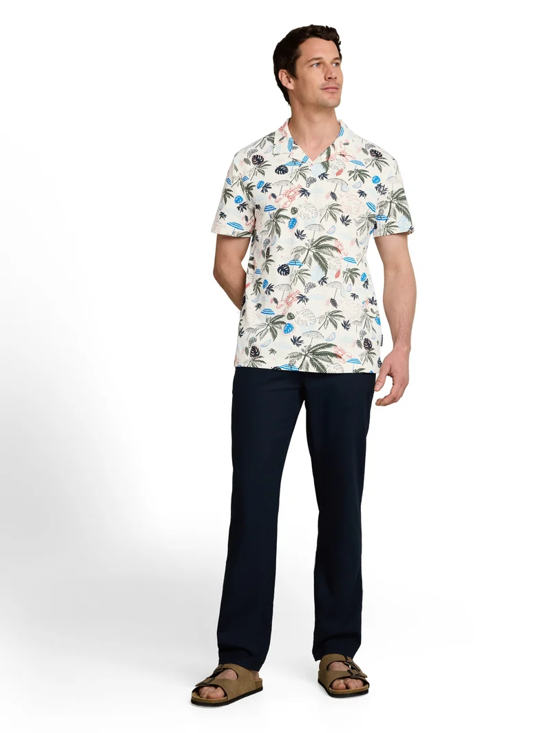 allover printed polo, off white beach design