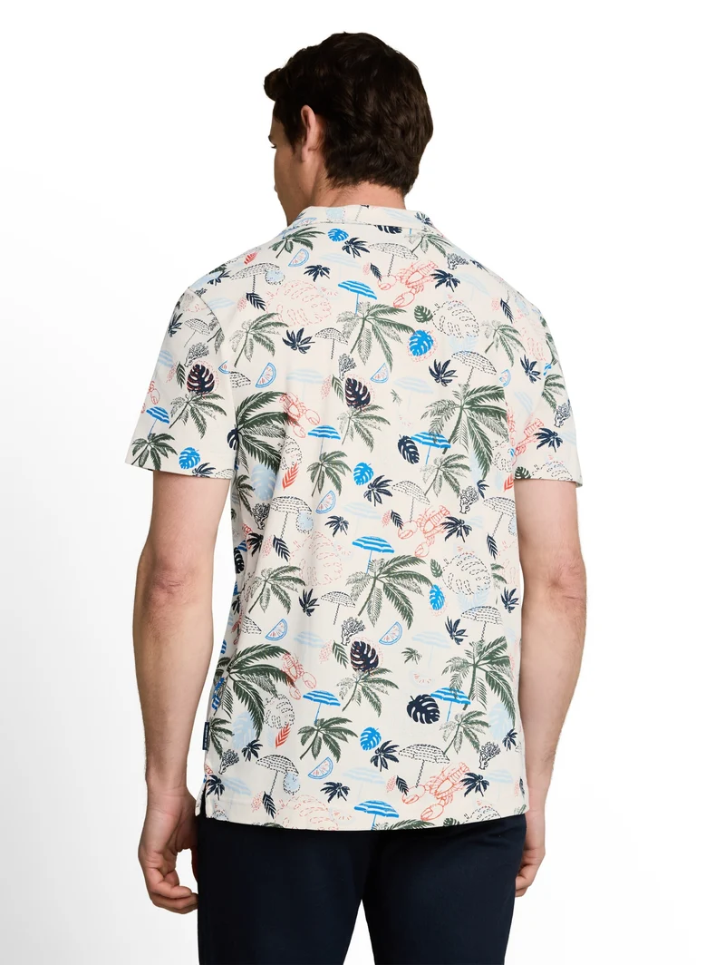 allover printed polo, off white beach design