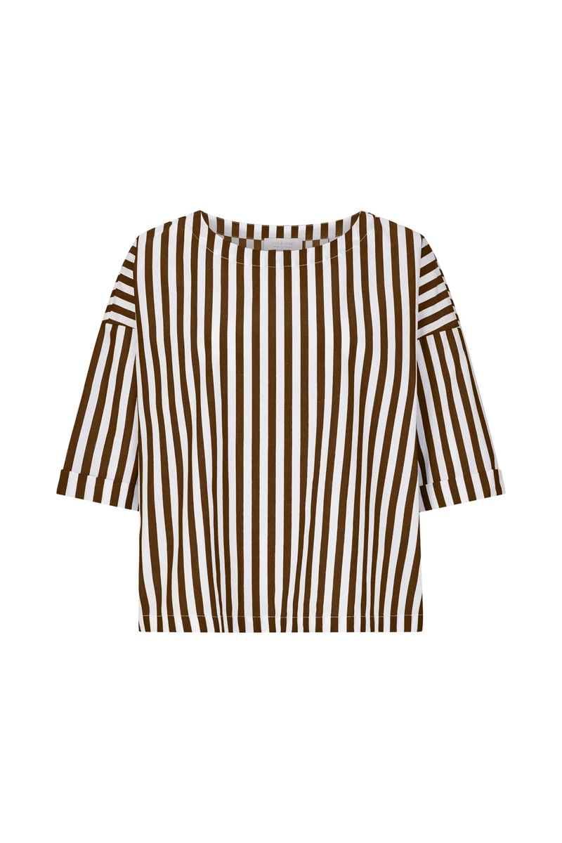 Cotton Stripe Blouse, coconut bark