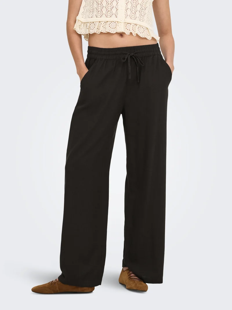 JDYSAY HW LINEN WIDE PANT WVN NOOS, Chocolate Torte