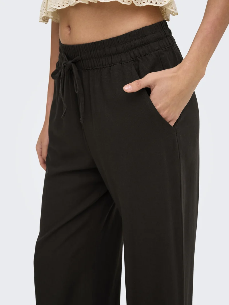 JDYSAY HW LINEN WIDE PANT WVN NOOS, Chocolate Torte