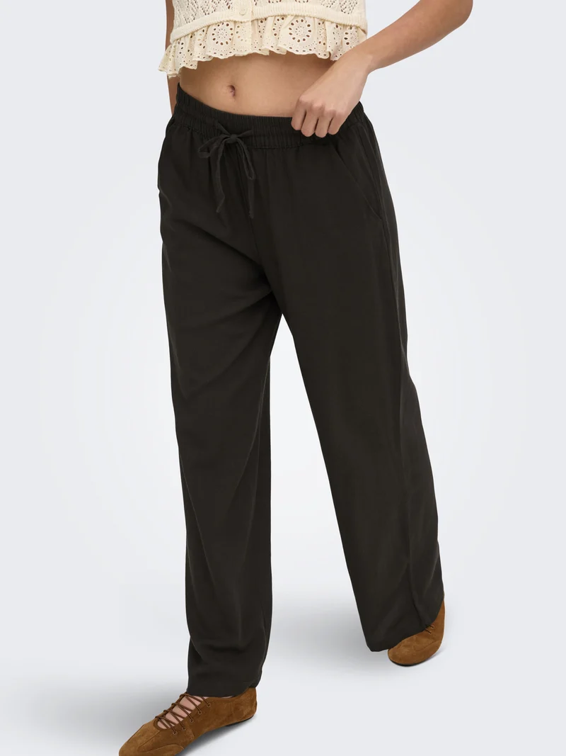 JDYSAY HW LINEN WIDE PANT WVN NOOS, Chocolate Torte