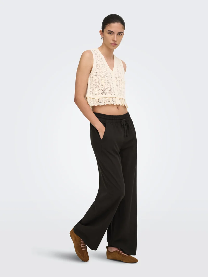 JDYSAY HW LINEN WIDE PANT WVN NOOS, Chocolate Torte