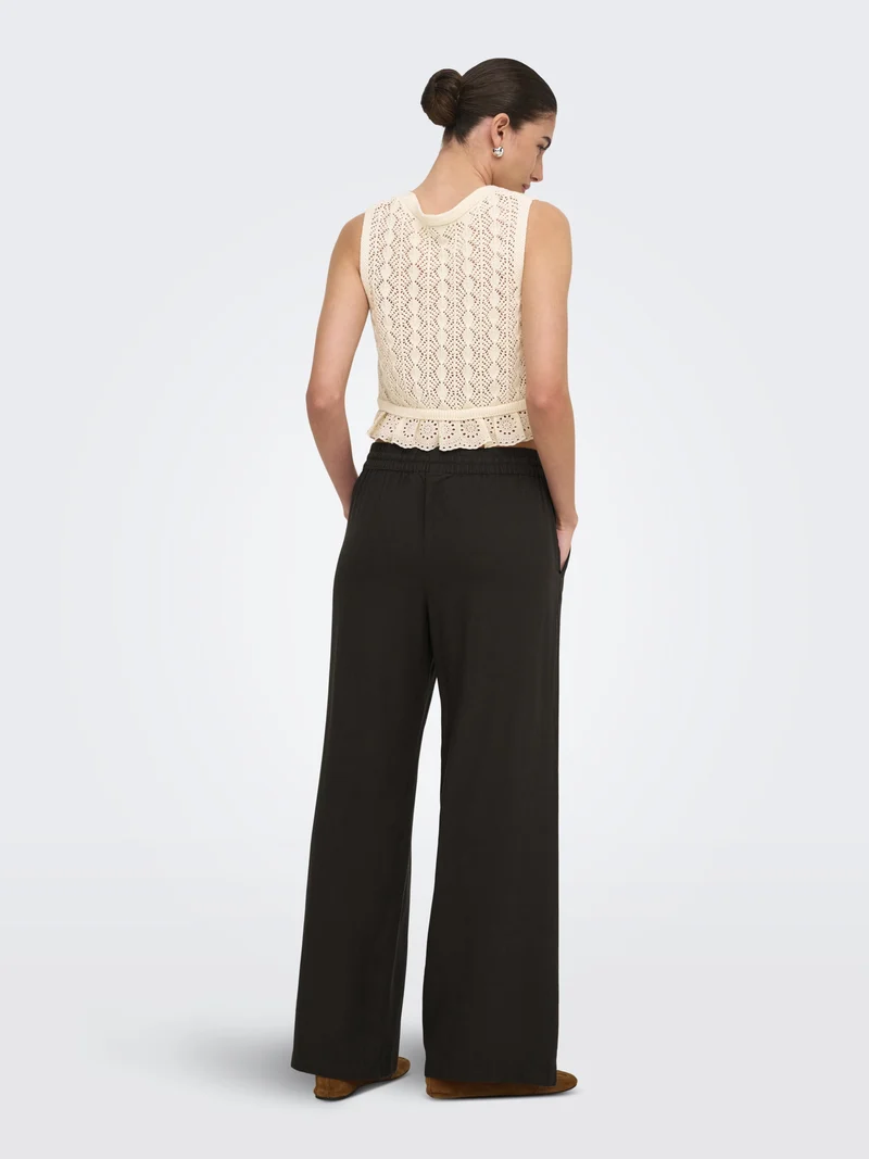 JDYSAY HW LINEN WIDE PANT WVN NOOS, Chocolate Torte
