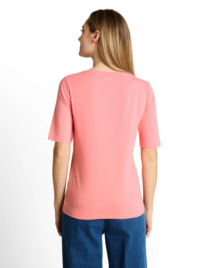 T-shirt crew neck with print, soft fuchsia pink