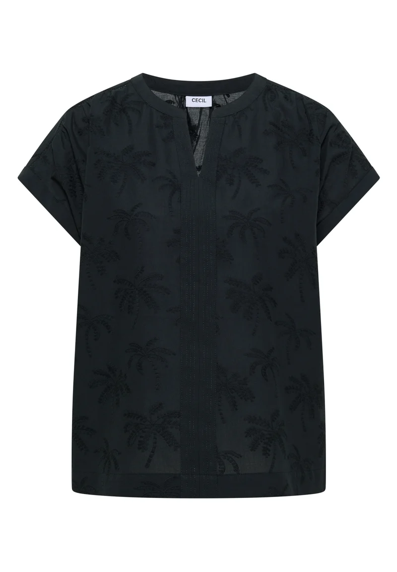 Solid Embroidery Blouse, palm breeze green